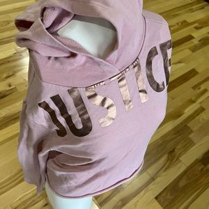 Justice Hoodie, Size 10  Pink w/Gold Font.